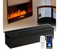 agreilduite Chimenea De Vapor Empotrada, Chimenea 3D con Niebla De Agua - Aplicación Y Control Remoto, con Recarga Automática | Llama Táctil De 9 Colores | Acero Inoxidable 180cm/70in