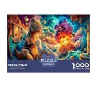 Agresividad Dinosaurio Puzzle De 1000 Piezas, Moderno DIY,Entretenimiento Creativo para Adultos Y Niños Mayores De 12 Años Rompecabezas Familiar - Decoración del Hogar 38x26cm/1000pcs