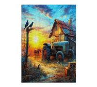 Agricultura Tractor Vintage Puzzles 300 Piezas Juguete Educativo 3D Interactivo Vida Rural Rompecabezas Familiar para Toda La Familia Entretenimiento Creativo Decorativo 300 PCS