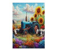 Agricultura Tractor Vintage Puzzles 300 Piezas Portátil 3D Compacto Vida Rural Rompecabezas Familiar para Toda La Familia Maquetas Educativas Construir Aliviar Estrés 300 PCS
