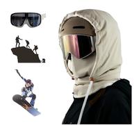 Agriculturi Waterproof Fleece-Lined Hood,Balaclava Ski Cycling Face Mask,Unisex Winter Warm Ski Helmet Cover with Drawstring (FR/ES, Letras, Talla única, Beige)