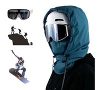 Agriculturi Waterproof Fleece-Lined Hood,Balaclava Ski Cycling Face Mask,Unisex Winter Warm Ski Helmet Cover with Drawstring (FR/ES, Letras, Talla única, Peacock Blue)