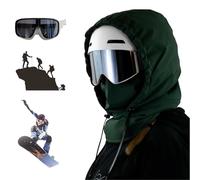 Agriculturi Waterproof Fleece-Lined Hood,Balaclava Ski Cycling Face Mask,Unisex Winter Warm Ski Helmet Cover with Drawstring (FR/ES, Letras, Talla única, Green)