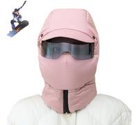Agriculturi Waterproof Fleece Lined Hood, Winter Windproof Full Cover Ski Masks, 3-in-1 Agriculture Hood Hat with Drawstring (Pink)