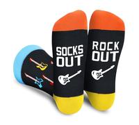 AGRIMONY Divertidos calcetines de guitarra para hombres y mujeres, calcetines de música locos, regalos para músicos, cumpleaños, Navidad, regalo divertido, Guitar03, Medium / Large