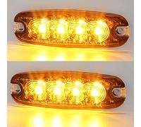 AGRISHOP 2 Ámbar Luz Estroboscópica de Emergencia led,Peligrosas Intermitente de Advertencia led,Luces de Emergencia Ultrafinas LED Ámbar,Coche 12V24V Estroboscópicas Intermitentes Delanteras Traseras