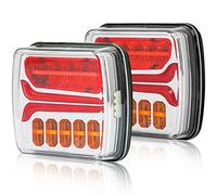 AGRISHOP Kit Luces Traseras Para Remolque Coches LED 12/24v 2Pcs, 4 Funciones Pilotos Homologados, Luz de Atrás Freno Indicadora Dinámica, Impermeable E-mark