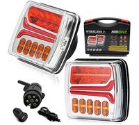 AGRISHOP Kit12V Magnético Inalámbrico Luces Traseras Para Remolque Coches Led, 2Pcs Inalámbricas Pilotos Luces Traseras Remolque, Magnéticas Inalámbricas Camión Indicadora Dinámica Impermeable E-mark