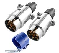 AGRISHOP Metal Enchufe de Remolque 7 pines ,12v 2piezas Aluminio Enchufe de Conexión de Remolque Macho con Soporte para Enchufe Remolque