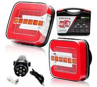 AGRISHOP Wireless Kit 12/24V Magnético Inalámbrico Luces Traseras Para Remolque Coches Led, 2Pcs Inalámbricas Pilotos Remolque, Magnéticas Inalámbricas Indicadora Dinámica Impermeable Homologation