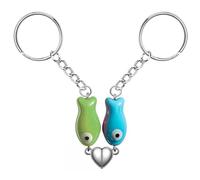 Agromusk Llavero de corazón a juego, bonitos llaveros de cerámica a juego para parejas, regalos del día de San Valentín para él y ella, verde&azul, Talla única