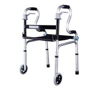 AGSu Walking AidWalker Plegable con Rueda Delantera y Asiento, bastón Ligero de Ayuda para el Transporte, Altura Ajustable, Andador para Personas Mayores (Persona Alta estándar Baja)