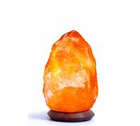 AGT - Lámpara de sal natural (piedra de sal conocida como sal del Himalaya) de la gama Salt Range Punjab, Pakistán sobre una base de madera noble, incluye cable de 1,5 m con portalámparas E14 e