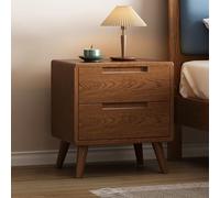 Agteruo Mesita de Noche de Madera con Dos cajones, Estilo Moderno de Mediados de Siglo, pequeña mesita de Noche con Espacio de Almacenamiento, Color Nogal.