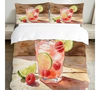 Agua con Gas Sabor a Fruta Pintada Funda de Nórdica 200x200 Impresión 3D Estilo Moderno 3 Piezas Juego de Cama Funda Nórdica Suave Microfibra con Cierre Cremallera y 2 Fundas Almohada 50x75 651-M