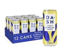 Agua DASH Limón- 12 x Agua mineral natural con gas sabor Limón- Sin azúcar, sin edulcorantes, sin calorías - (12 latas x 330ml)
