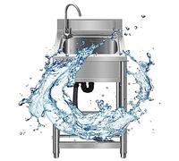 Agua de acero inoxidable, Grifos de agua fría y caliente con estante de almacenamiento for patio, garaje, jardín, patio industrial