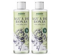 Agua de rosas con Aloe Vera puro Monte Nativo 2x200ml (400ml) | Cosmética natural skincare | Tónico facial piel sensible | Agua de rosas pura | Desmaquillante facial | Cuidado de la piel | Anti acné