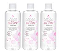 Agua de rosas pura de Derora - Spray hidrolato 100% puro y natural | Cuidado de la piel para calmar e hidratar la piel, la cara y el cabello | Vegano y libre de crueldad animal (500 ml (paquete de 3))