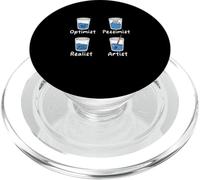 Agua de Vidrio Divertida | Artista optimista pesimista Realista PopSockets PopGrip para MagSafe
