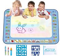 Agua Dibujo Pintura,Alfombra de Poliéster con Bolígrafos Mágicos de Agua,60 X 80cm Agua Doodle Esteras Mágicas,Juguete Educativo de Dibujo Pintura Regalo Ideal de Cumpleaños para Niños de 2+ Años
