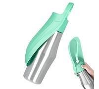 agua para perros para viajes, 750 ml, plegable, acero inoxidable, agua portátil para mascotas, a prueba fugas, tapa como bebedero, dispensador agua para perros, para