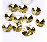 Agua perforando Gemas Redondas, 3200 Lt Topacio Glitter Strass Coser en Diamantes de imitación Rivoli Flatback Rhinestones(12mm 28Pcs)