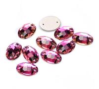 Agua perforando Gemas Redondas, Cristal Ovalado for Coser, Parte Trasera Plana, Diamantes de imitación Sueltos(Rose,17x24mm 9Pcs)