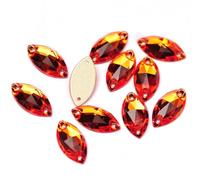 Agua perforando Gemas Redondas, Cuentas de Vidrio con Parte Trasera Plana Navette for Coser, estrás, Piedras y Cristales for Coser(Hyacinth,7x15mm 30Pcs)