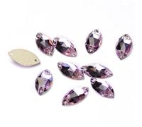 Agua perforando Gemas Redondas, Cuentas de Vidrio con Parte Trasera Plana Navette for Coser, estrás, Piedras y Cristales for Coser(Violet,6x12mm 144Pcs)