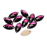 Agua perforando Gemas Redondas, Cuentas de Vidrio con Parte Trasera Plana Navette for Coser, estrás, Piedras y Cristales for Coser(Amethyst,9x18mm 72Pcs)