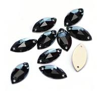 Agua perforando Gemas Redondas, Cuentas de Vidrio con Parte Trasera Plana Navette for Coser, estrás, Piedras y Cristales for Coser(Montana,9x18mm 24Pcs)