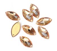 Agua perforando Gemas Redondas, Cuentas de Vidrio con Parte Trasera Plana Navette for Coser, estrás, Piedras y Cristales for Coser(Golden Shadow,7x15mm 30Pcs)