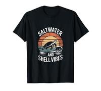 Agua Salada Y Concha Vibes Mar Retro Surf Océano Onda Tortuga Camiseta