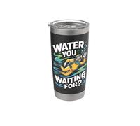 Agua Usted Esperando Scuba Diver Pun Ocean Vaso térmico de acero inoxidable de doble pared
