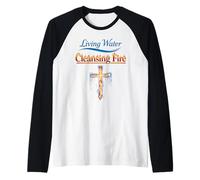 Agua Viva, Fuego Limpiador Fe Cristiana Fuerza Jesús Camiseta Manga Raglan