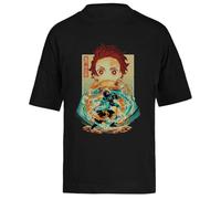 Agua Y Llama Dentro Camiseta Extragrande Holgada Negra Unisex Unisex Black tee Baggy Oversized T-Shirt