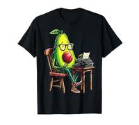 Aguacate Escribir Gafas Fruta Motivo Ilustración Arte Aguacate Camiseta
