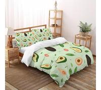 Aguacate Juego De Ropa De Cama 3D Frutas Niños Niñas Dormitorio De Microfibra Fundas De Cremallera con Funda De Almohada Double(200x200cm)