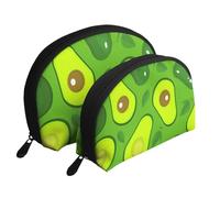 Aguacate sobre Alimentos y Bebidas Verdes, Bolsa de Maquillaje de Concha, Monedero pequeño para Mujer, Bolsa de artículos de tocador, Bolsa de cosméticos, 2 Piezas