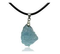 AGUAMARINA® - Colgante de piedra natural auténtica100% con cordón encerado - Cristales y piedras semipreciosas energéticas para mujer y hombre - Amuleto buena suerte (Aguamarina)