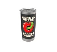 Aguantar allí se pone peor Divertido Gusano Manzana Humor Vaso térmico de acero inoxidable de doble pared