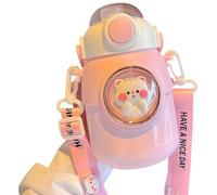 Aguas de acero inoxidable con pajita - agua de acero inoxidable con pajita - Termos de vacío con correa, reutilizables a prueba de fugas aislados para niños