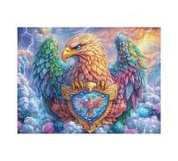 Águila agarra un Escudo en el Cielo de tormenta Colorido Puzzles 500 Piezas Desafío Nivel Difícil Rompecabezas para Adultos Aliviar Estrés Decoración Hogar DIY Moderno Portátil 500 PCS