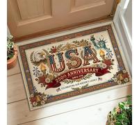 Águila - Alfombra patriótica clásico con estatua de la libertad, rosas para celebración, color rojo de pelo bajo, felpudo para interiores, no se desprende, entrada, baño, lavandería, decoración de