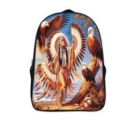 Águila And Indian Mochila Indígena americano Art Para Niños De Libro De Jardín De Infantes Ajustables De Libro De Niñas De Escuela Primaria 16 inch