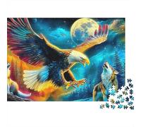 Águila and Wolves 1000 Pieces Premium Cardstock Vista a la montaña Jigsaw Puzzle Adults Relaxation Wall Decoration Ideal Gift for Women Men Couple Partners 52x38cm/1000pcs