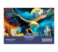 Águila and Wolves Puzzle 1000 Piezas para Adultos Y Niños Águila Wolf Moon Forest Rompecabezas DIY Juego Educativo Pasatiempo Creativo, Regalo 52x38cm/1000pcs
