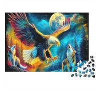 Águila and Wolves Rompecabezas 1000 Piezas Águila and Wolves Art Print Estéticos Y Desafiantes Entretenimiento Creativo Regalo para Familiares/Parejas para Adultos Y Niños Mayores 38x26cm/1000pcs
