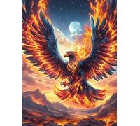 Águila bajo la Luna with Fiery Wings Puzzles 300 Piezas Construir DIY 3D Animal Salvaje Mascota Cute Rompecabezas para Adultos Maquetas Educativas Aliviar Estrés Estera Portátil 300 PCS